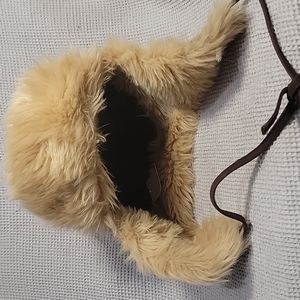 Goorin Bros Genuine leather Fur lined winter hat w earflaps Sz L